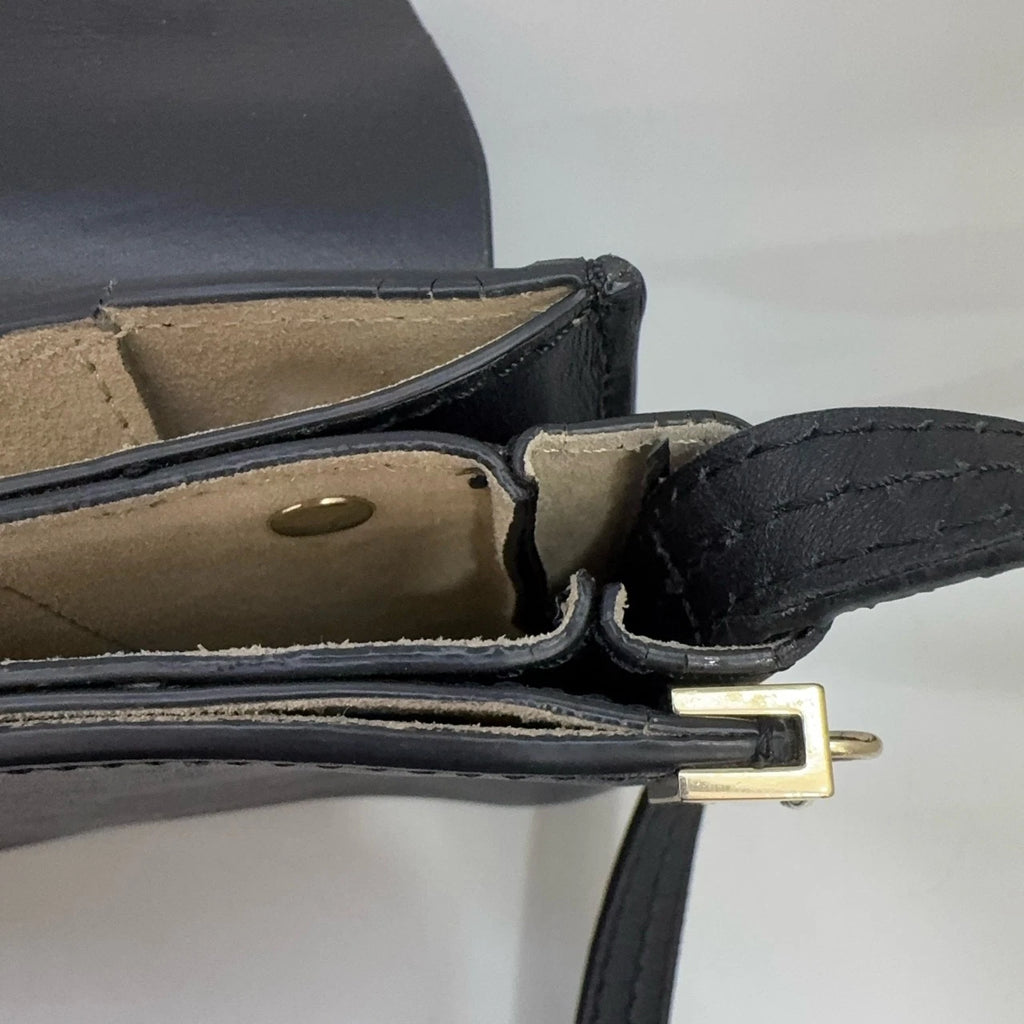 Chloe Faye Black Suede Flap Chain Shoulder Crossbody Bag for Women