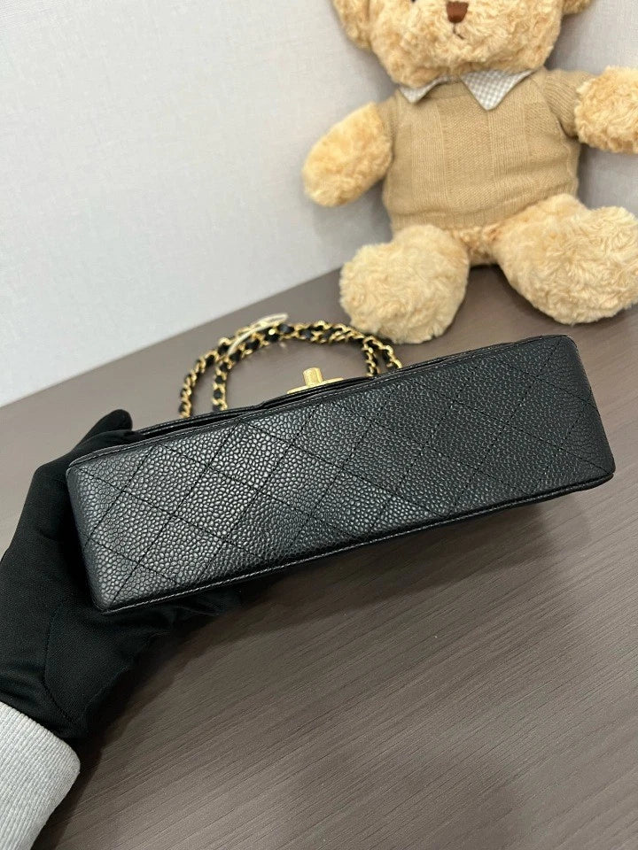 CHANEL Classic Flap Small Black Gold Shoulder Bag For Women