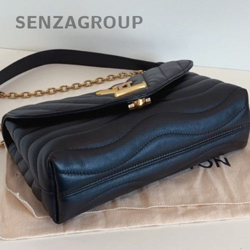Louis Vuitton New wave Chain Black Gold Shoulder Bag Used Women Classic