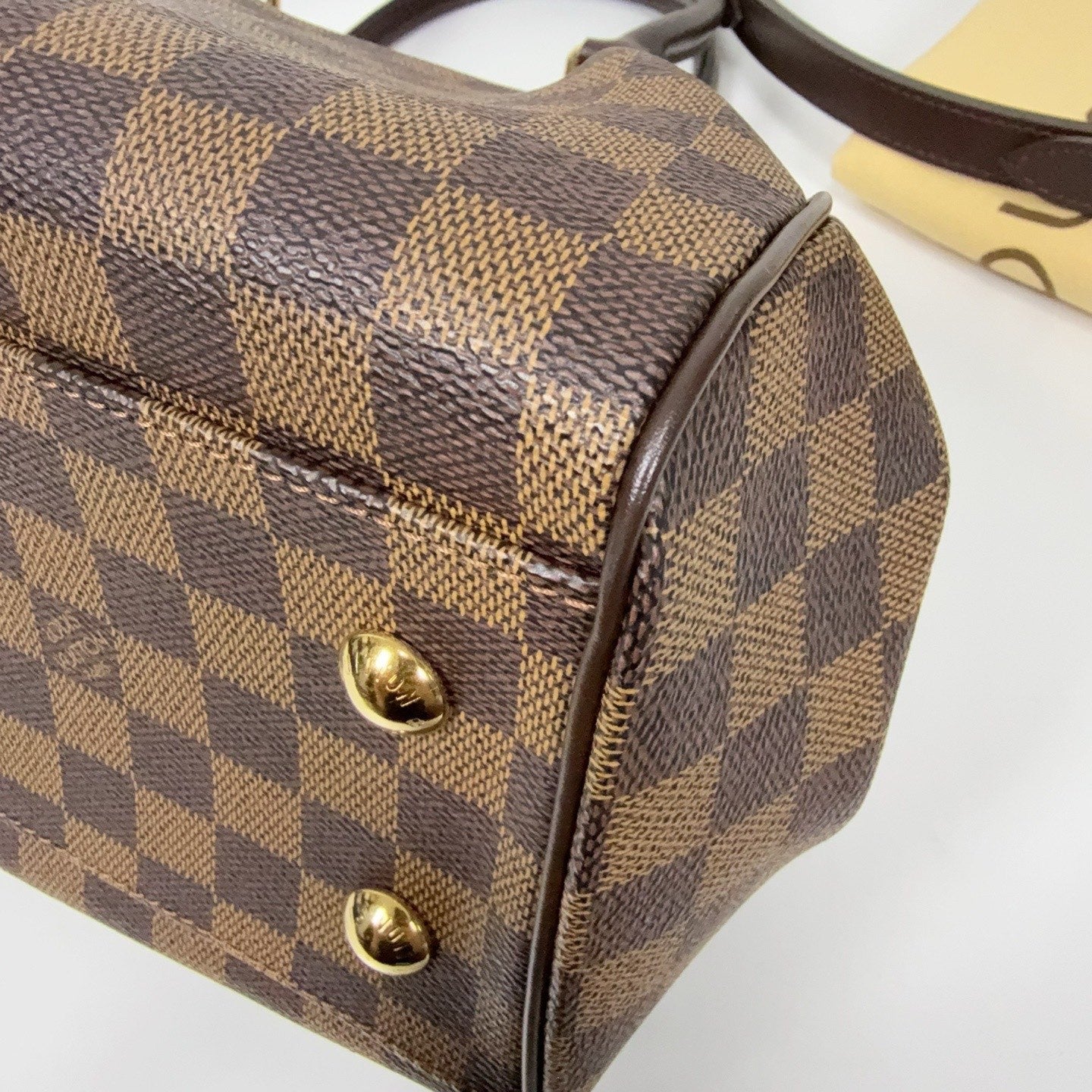 Louis Vuitton Trevi Damier Ebene Top Handle Shoulder Bag Brown Gold Women
