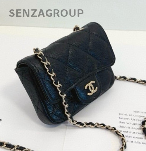 CHANEL Caviar Blakc Card pack mini Crossbody bag