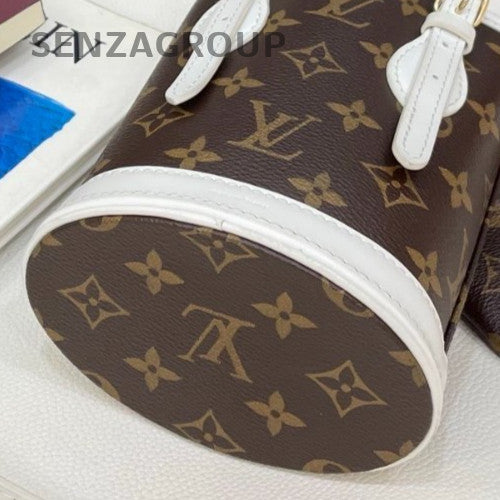 Louis Vuitton Monogram Nano Bucket Top Handle Bag Crossbody Brown Gold Women