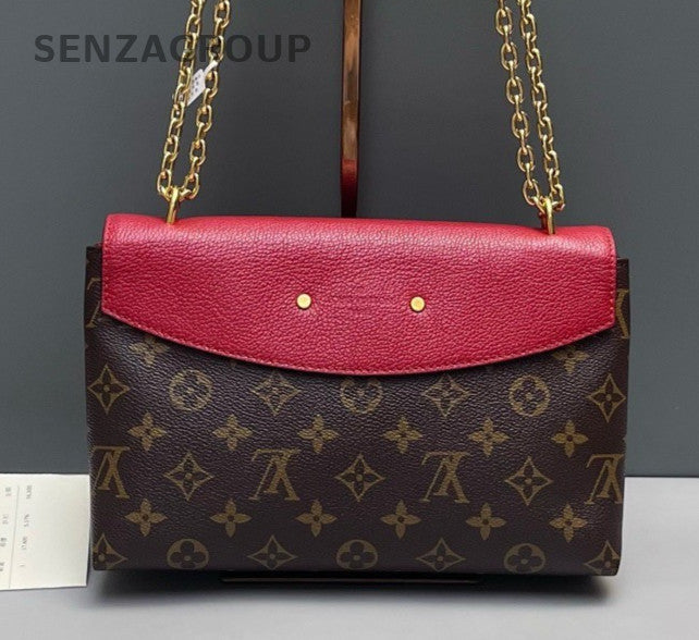 Louis Vuitton Saint Pallas Monogram Chain Shoulder Bag Brown Gold Women Classic