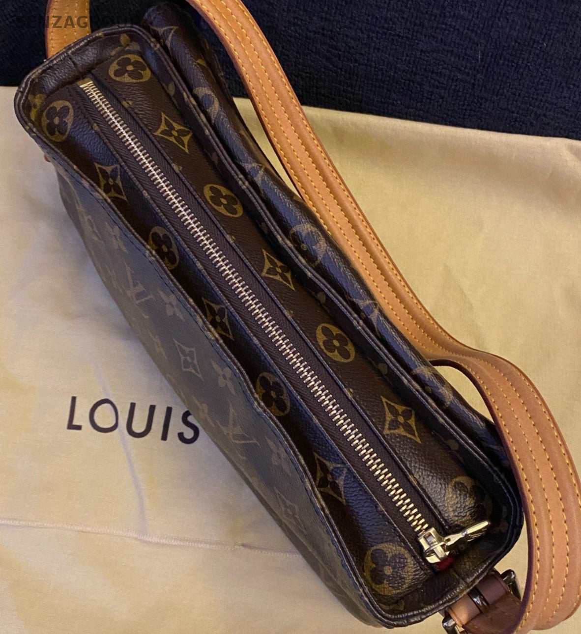 Louis Vuitton Monogram Shoulder Bag Brown Gold Used Women Classic