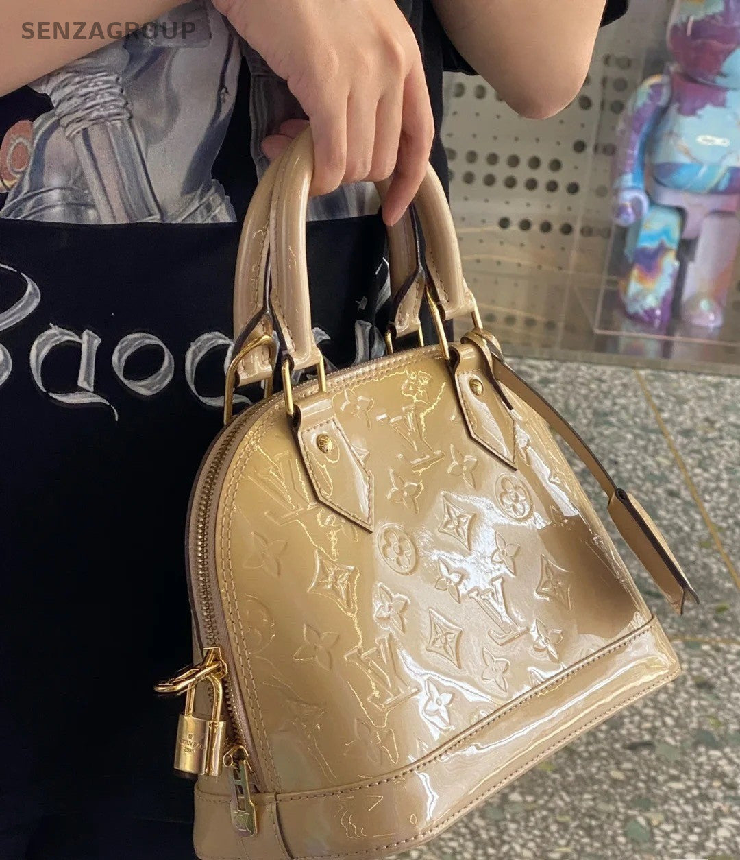 Louis Vuitton Alma Top Handle Shoulder Crossbody Bag Gold Yellow Women