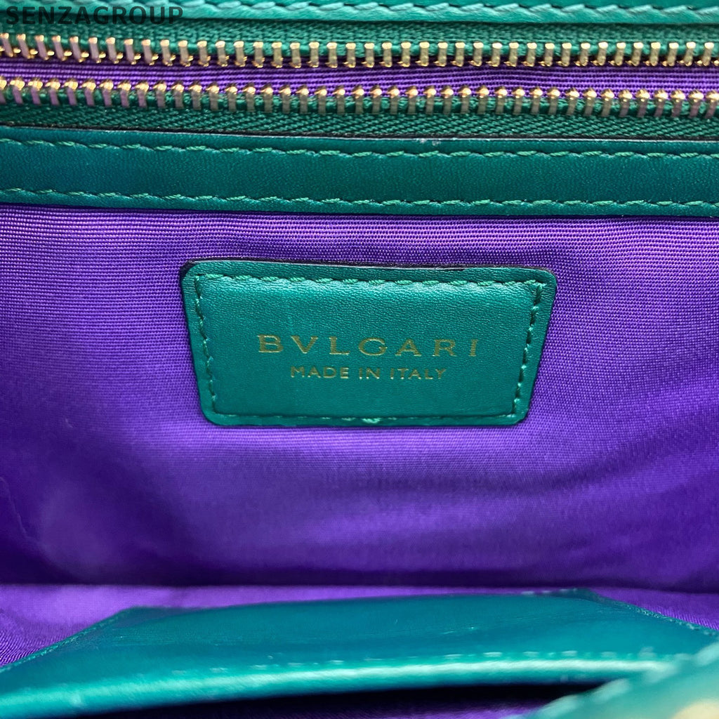 Bvlgari Serpenti Forever Medium Chain Shoulder Bag Green Gold Classic Women