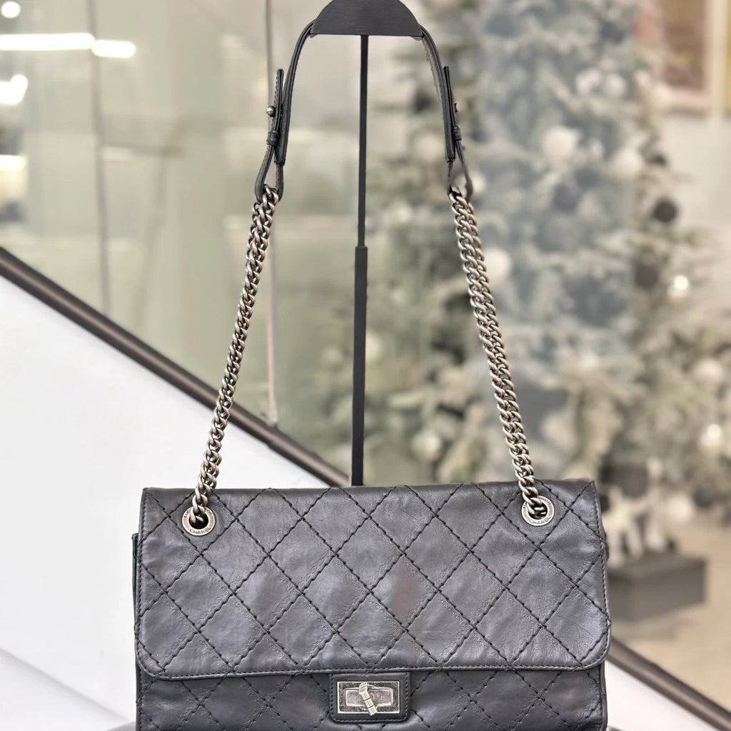 Chanel Diamond Black Shoulder Bag Silver Hardware Women Classic S