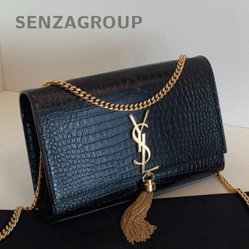 Saint Laurent Kate MM Chain Shoulder Bag Crossbody Black Gold Women Classic