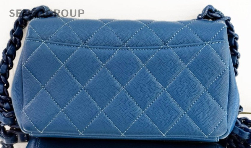 Chanel Classic Flap Mini Chain Shoulder Bag Blue Diamond Women Designer
