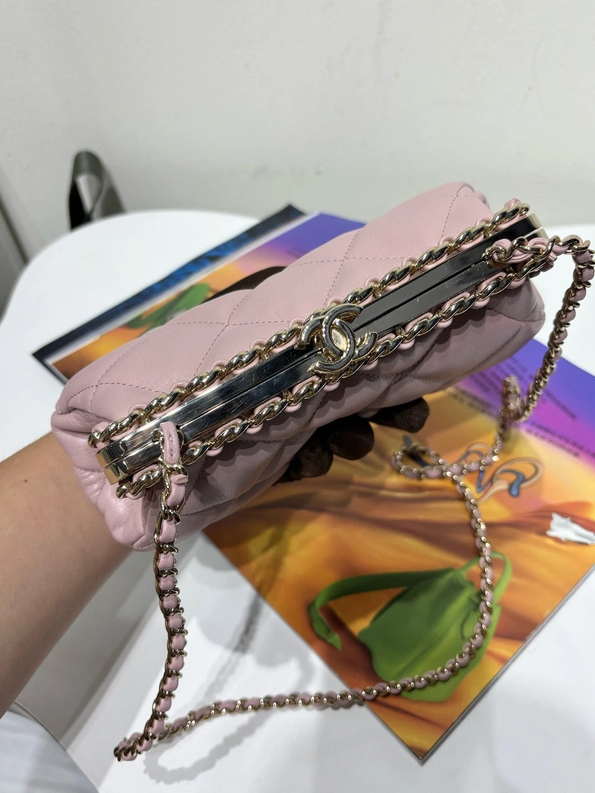 Chanel Pink Evening Clutch Bag For Women