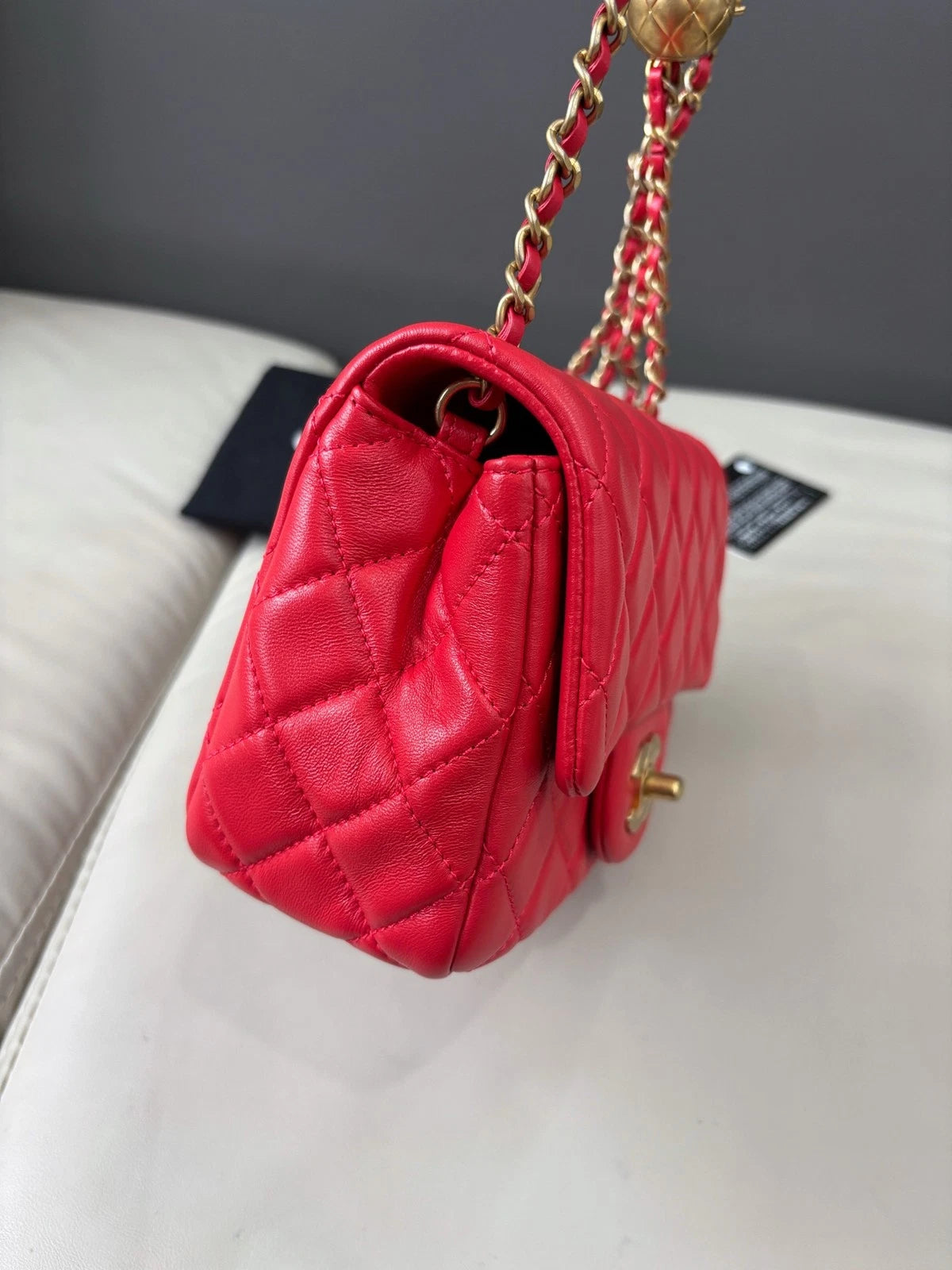 Chanel Square Mini Flap Crossbody Bag Water Red