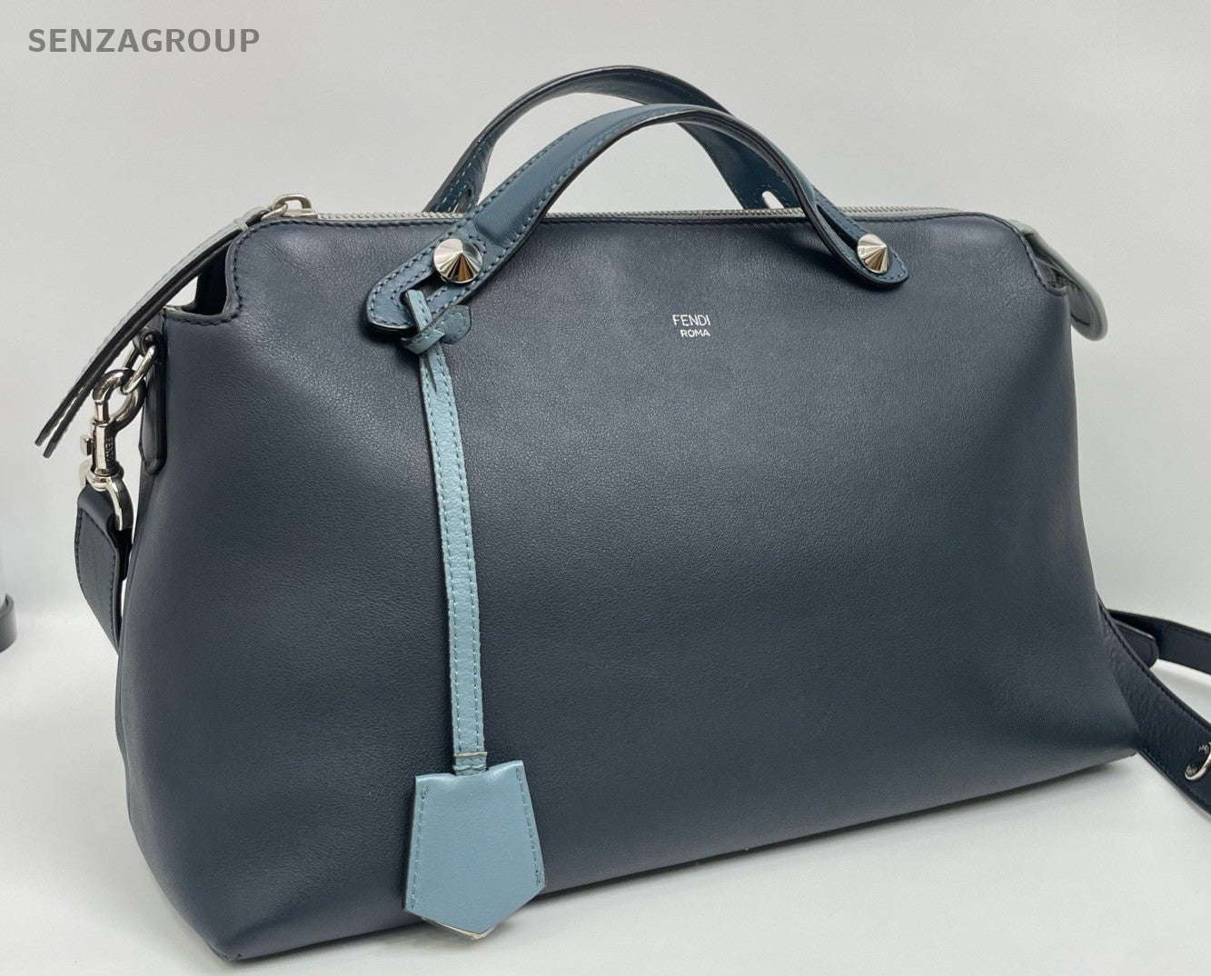 Fendi By the way MM Top Handle Shoudler Crossbody Bag Blue Women