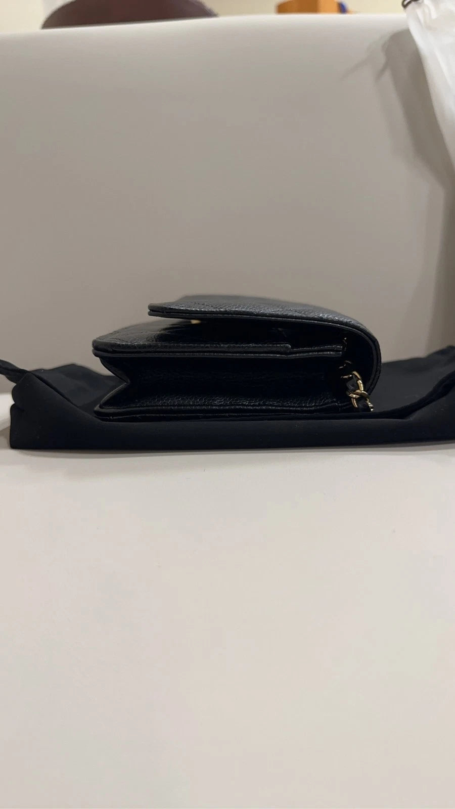 Chanel Black Gold Calfskin WOC Crossbody For Women
