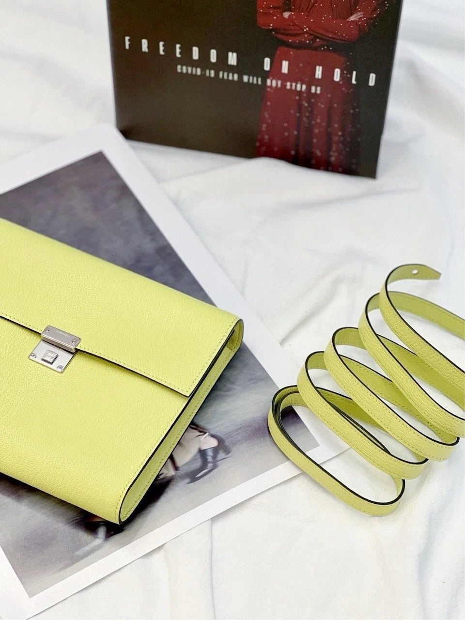 Hermes Clic Yellow Goat Leather Shoulder Bag For Women