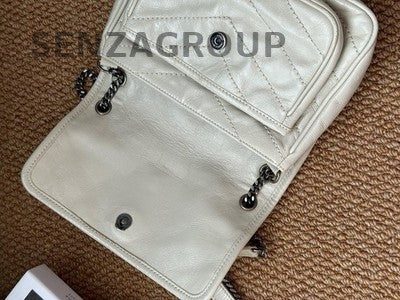 Saint Laurent YSL Niki Small Silver Chain Crossbody Bag Women