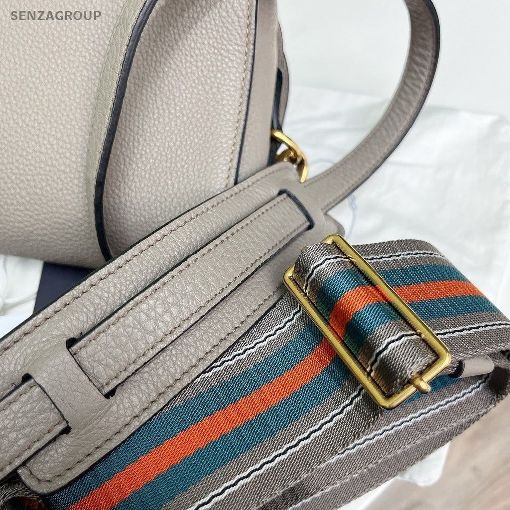 Prada Pionniere Saddle 2Way Shoulder Bag Crossbody Gray Gold Women Classic