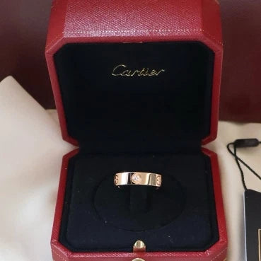 Excellent Cartier Love Classic Ring 18k Rose/Pink Gold 3P Diamonds EU56/US7.5