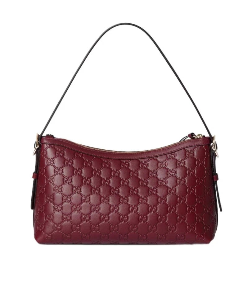 Gucci Emblem MM Shoulder Bag Red Women Fashion