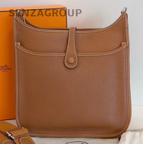 HERMES Evelyne TPM Shoulder Bag Crossbody Brown Gold Used Women Classic