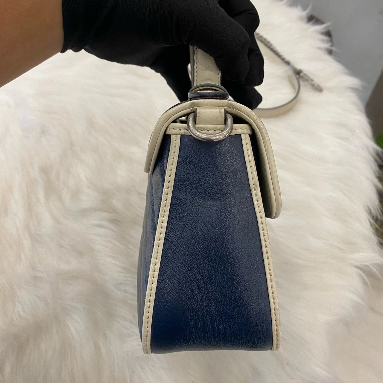 Gucci Marmont Blue Silver Shoulder Bag Excellent