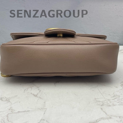 Gucci Marmont Mini Chain Shoulder Bag Beige Gold Hardware Women Classic