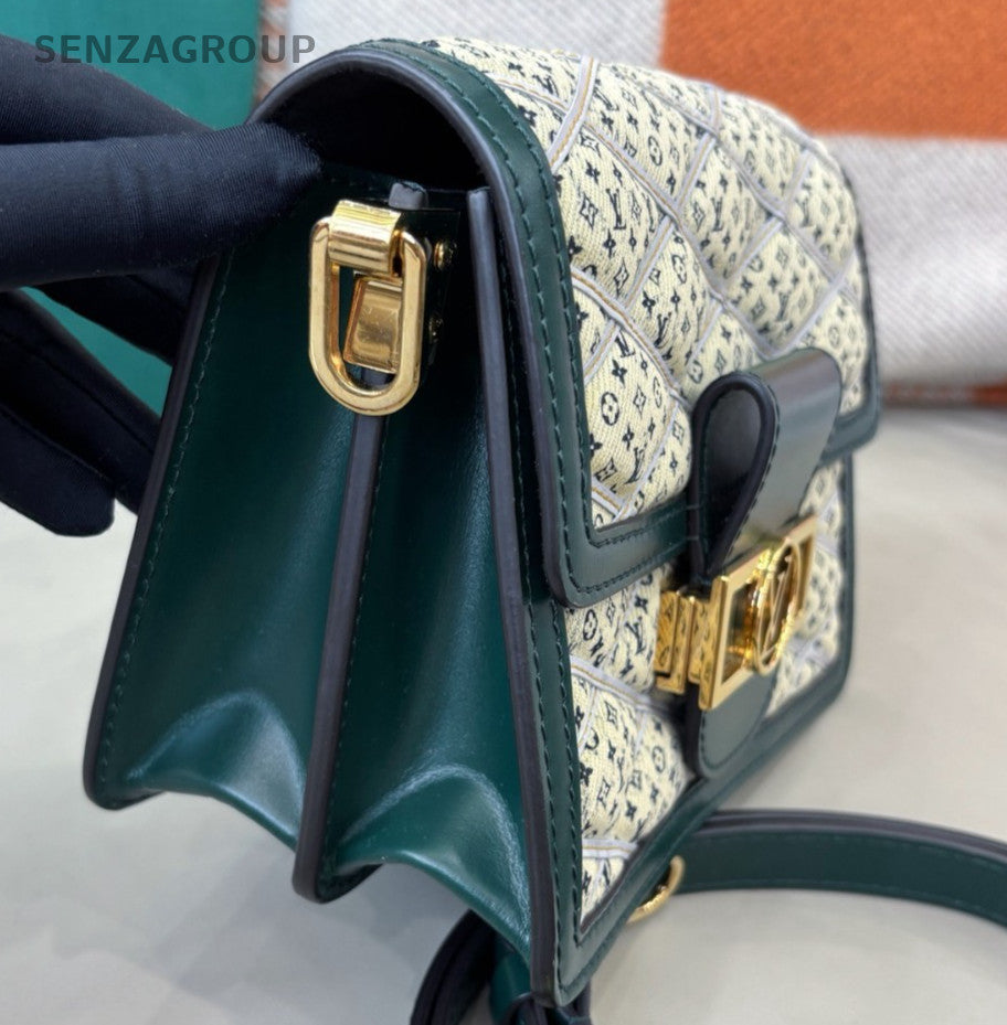 Louis Vuitton Dauphine PM Denim Shoulder Bag Crossbody White Green Women Classic