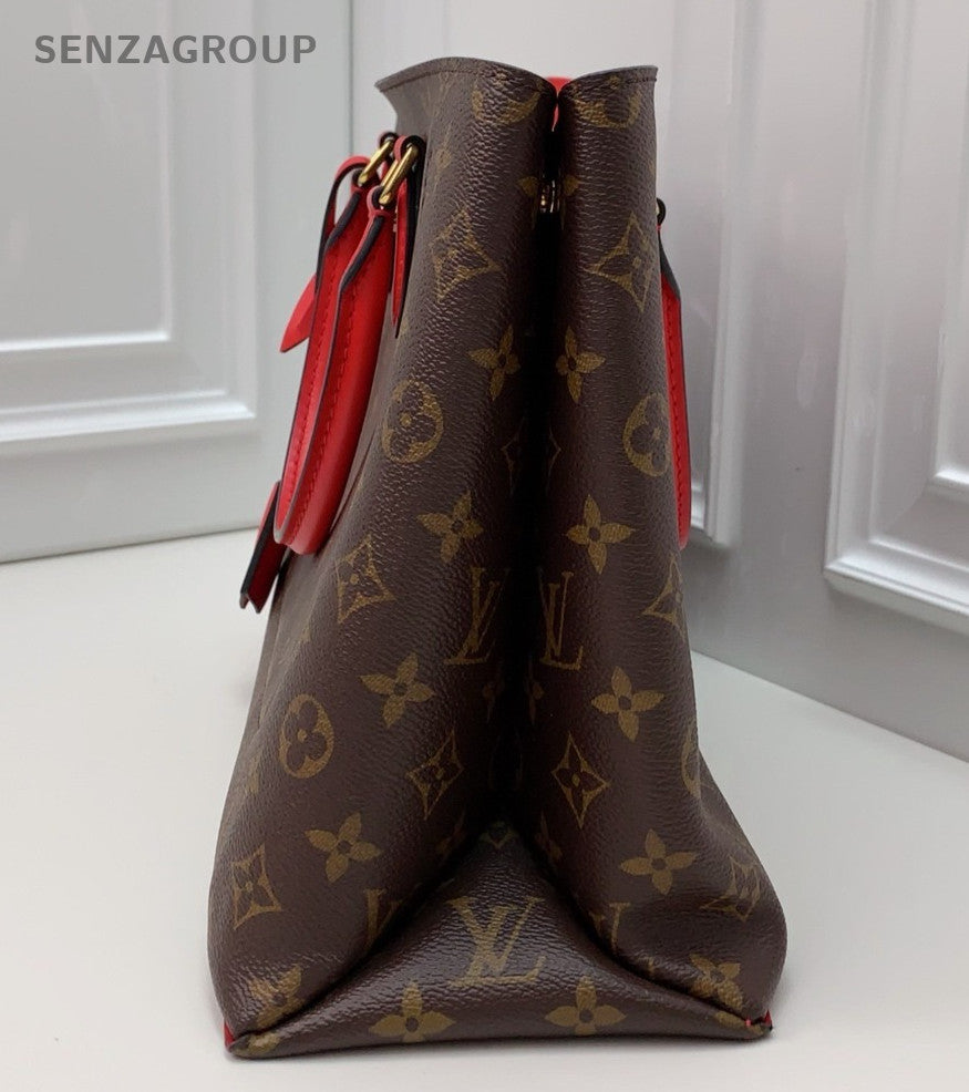 Louis Vuitton Flower Tote Monogram Handbag Shoulder Bag Brown Red Women Classic