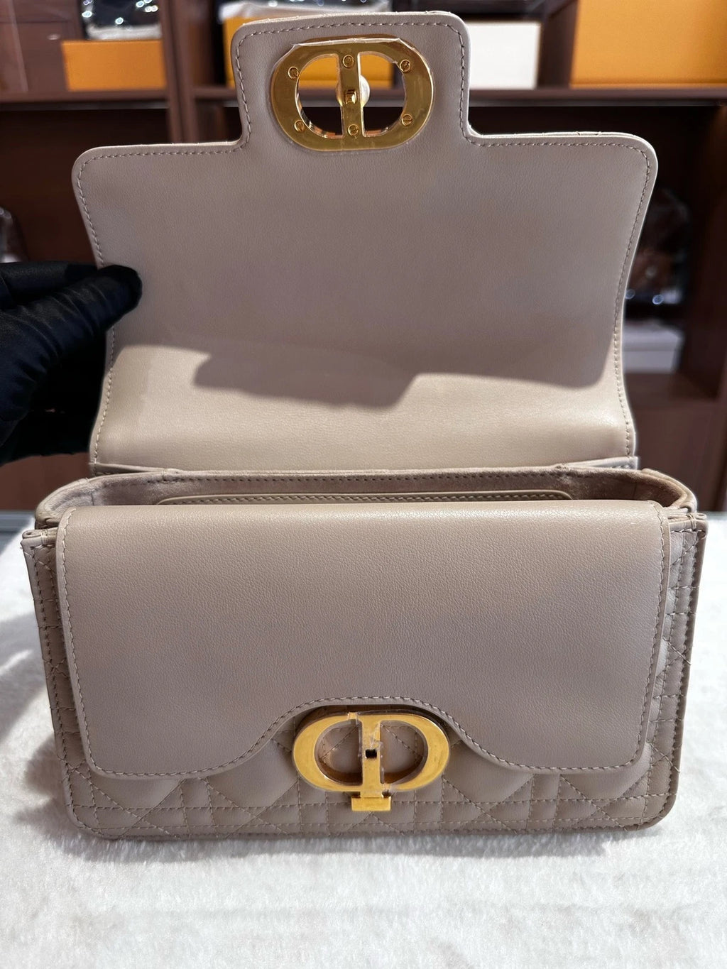 Dior Jolie Beige Pearl Chain Shoulder Bag For Women