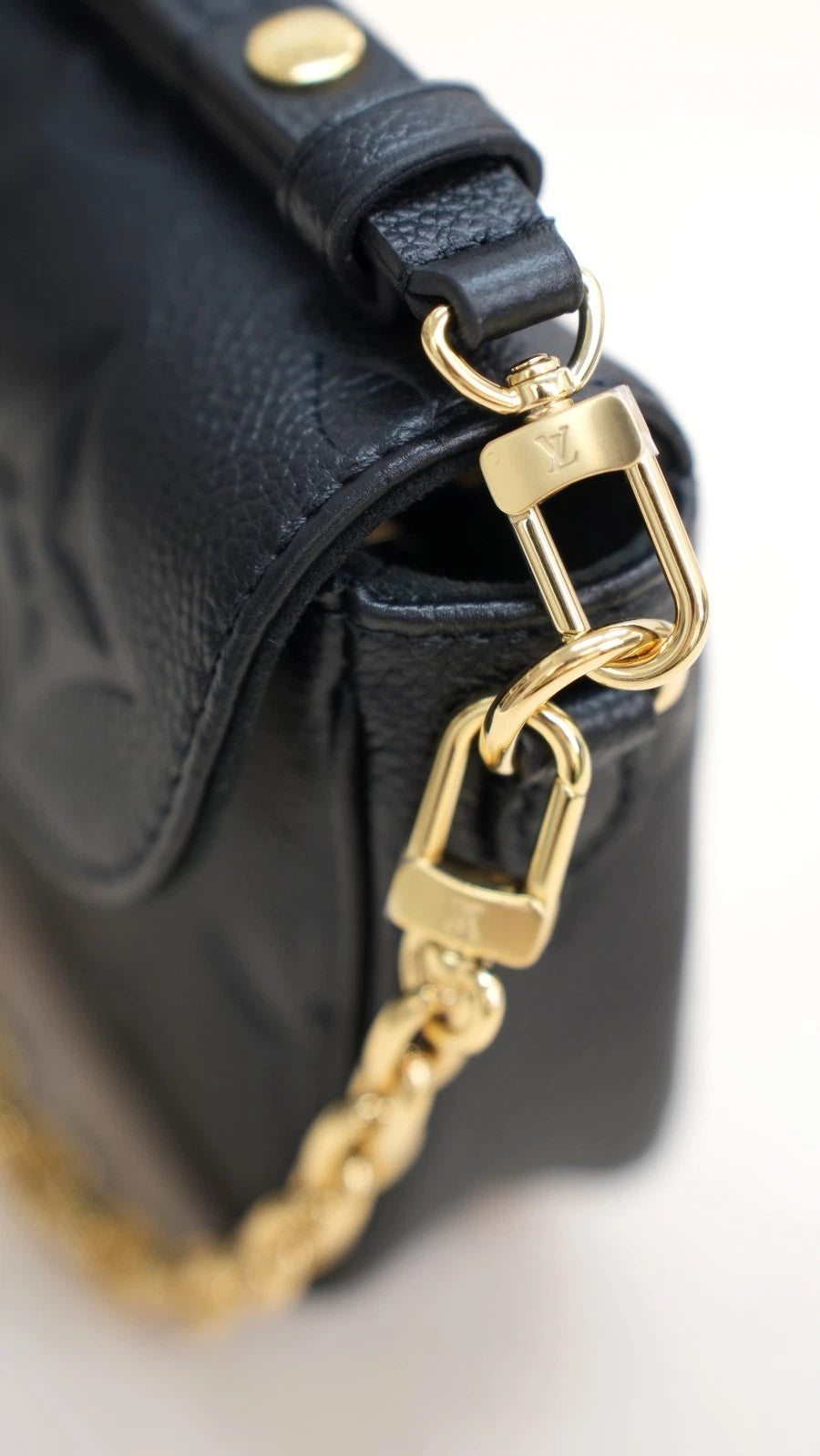 Louis Vuitton Ivy Chain Monogram Empreinte Black Gold Shoulder Bag Excellent