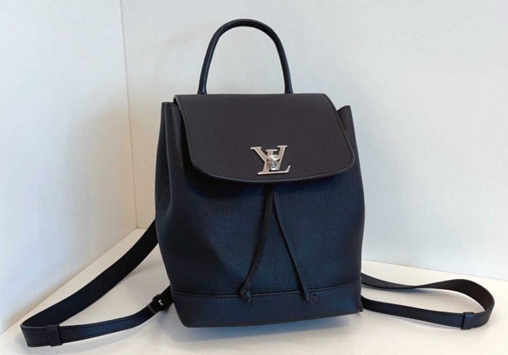 Louis Vuitton Lock me Backpack PM All Leather Black Silver Shoulder Handbag