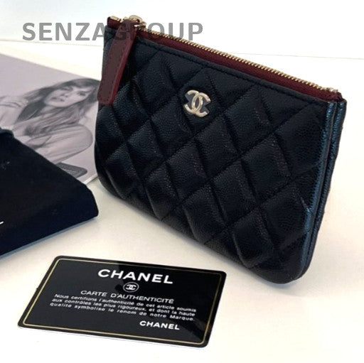 CHANEL Coin purse Calfskin Black Gold Classic