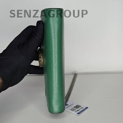 Gucci Dionysus Leather Chain Shoulder Bag Green Silver Hardware