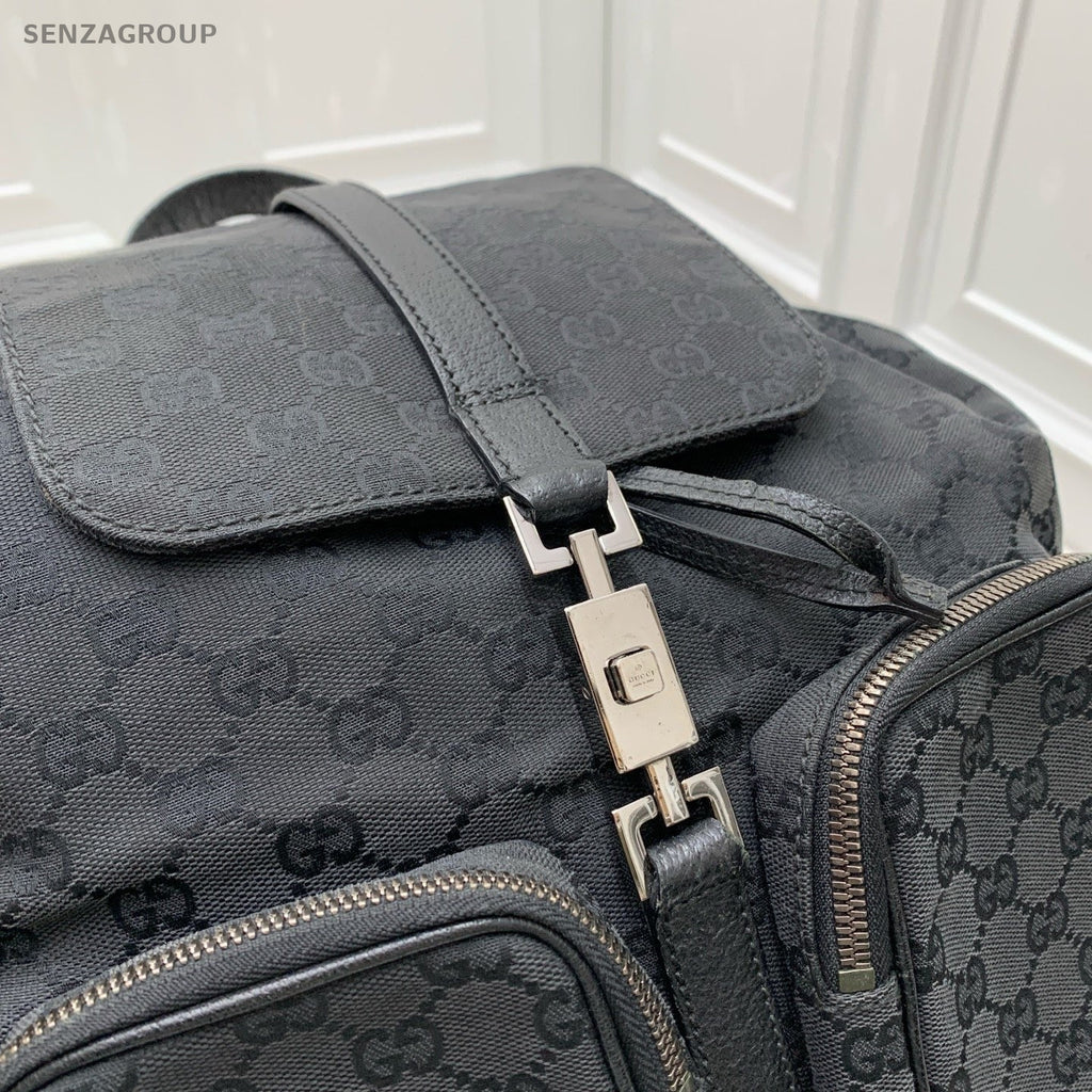 Gucci Denim Canvas Ophidia Backpack Black Silver Unisex Adults Classic