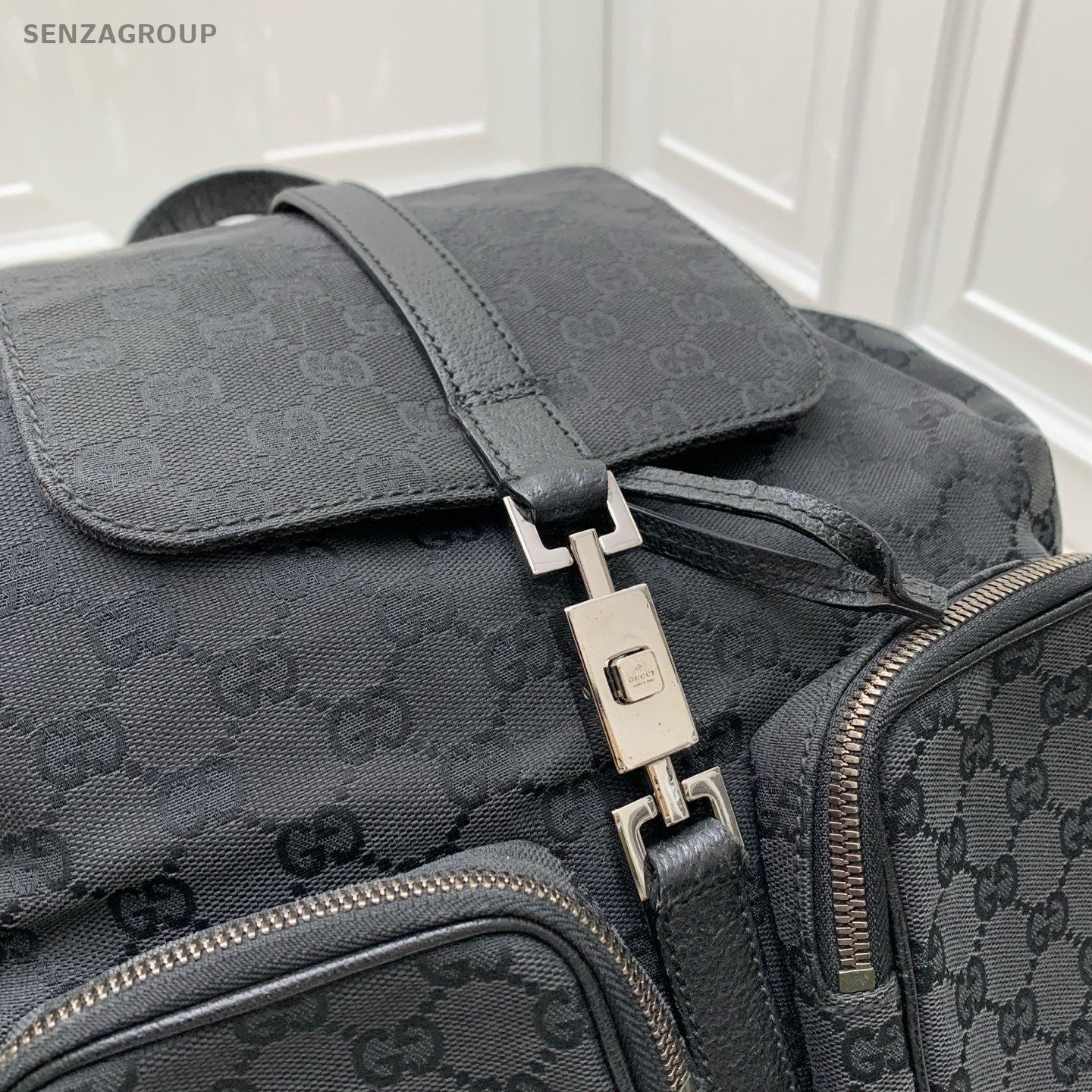 Gucci Denim Canvas Ophidia Backpack Black Silver Unisex Adults Classic