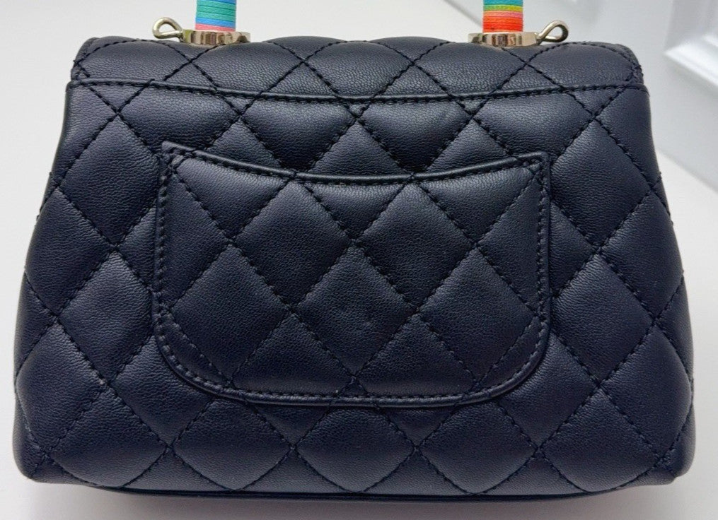 Chanel Cocohandle Mini Top Handle Bag Chain Crossbody Black Gold  Women Classic