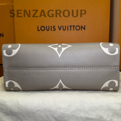 Louis Vuitton Onthego GM Monogram Tote Bag Small Grey Gold Women's Fashion