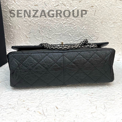 Chanel Black Silver Medium Classic Flap Bag with Chain Strap