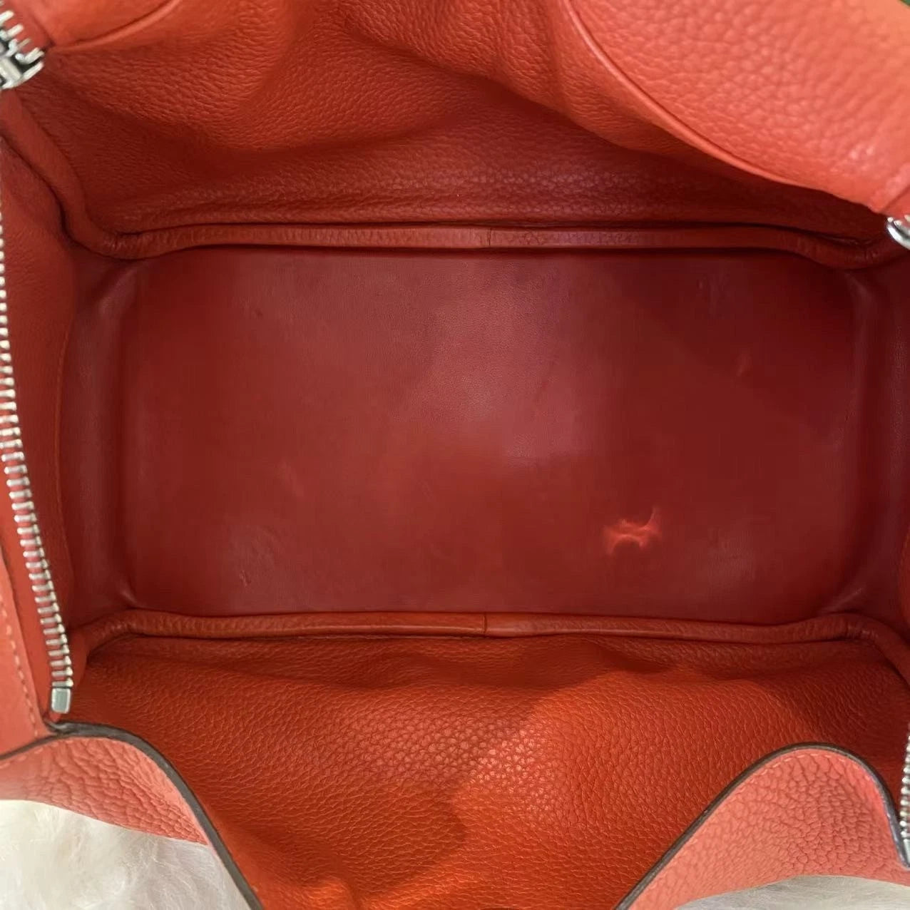 Hermès Lindy 26 Bag Red Silver Shoulder Handbag Classic Women
