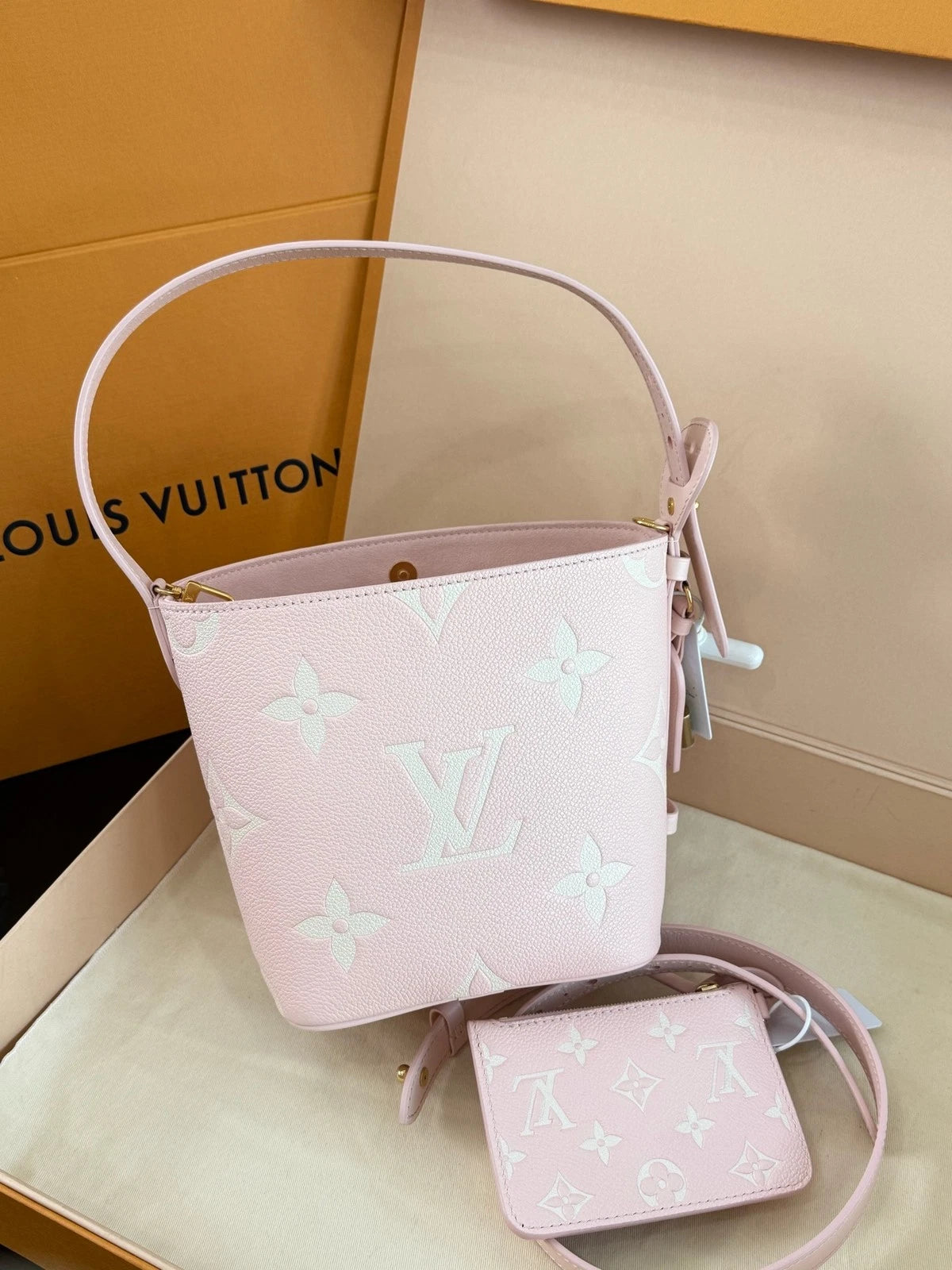 Louis Vuitton Allin BB Sakura Pink Full Leather Bag For Women