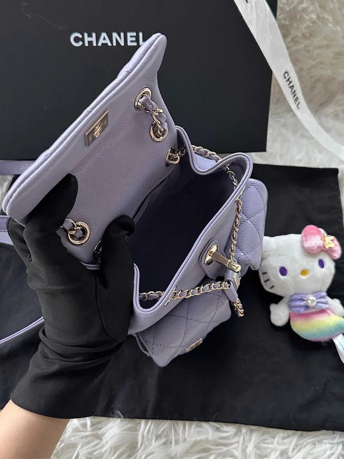 CHANEL Purple Leather Small Duma Backpack For Women