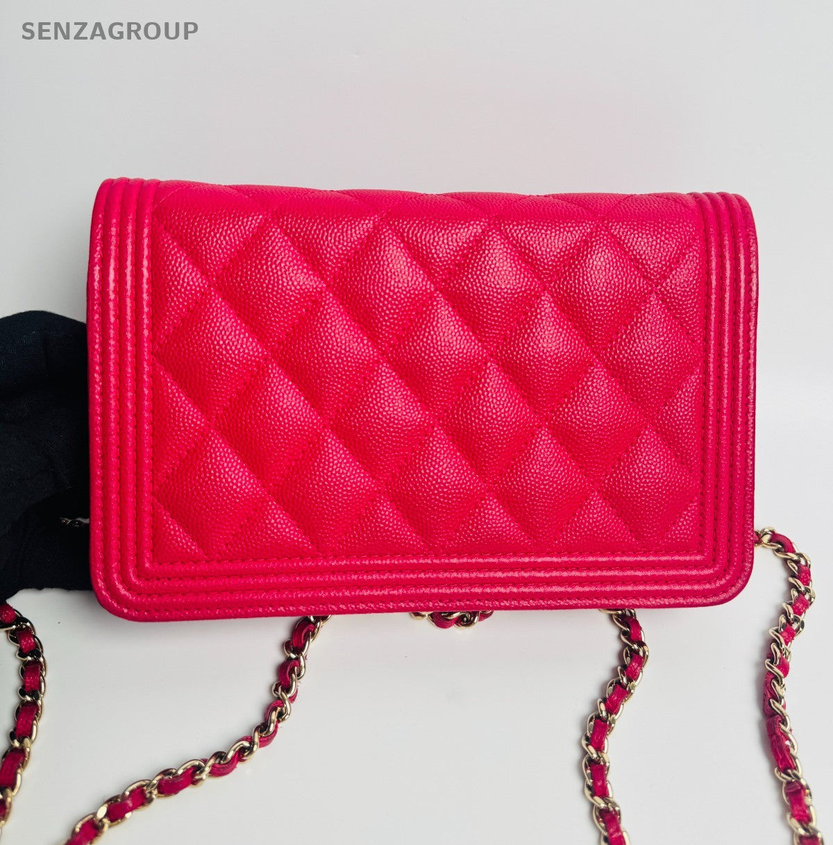 CHANEL Leboy Woc Diamond Pattern Chain Shoulder bag Peach Pink Women Classic