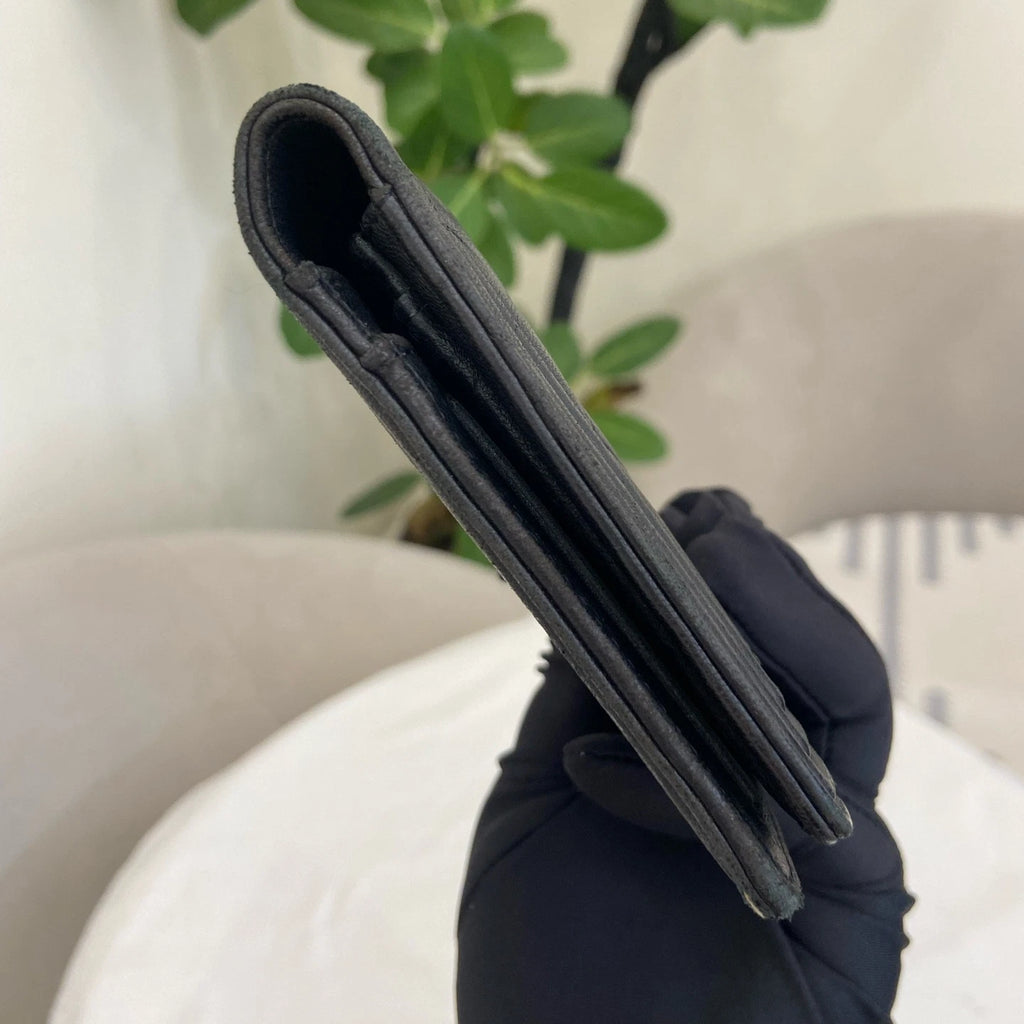 Chanel Leboy Diamond Long Wallet Black Gold Used Women Classic