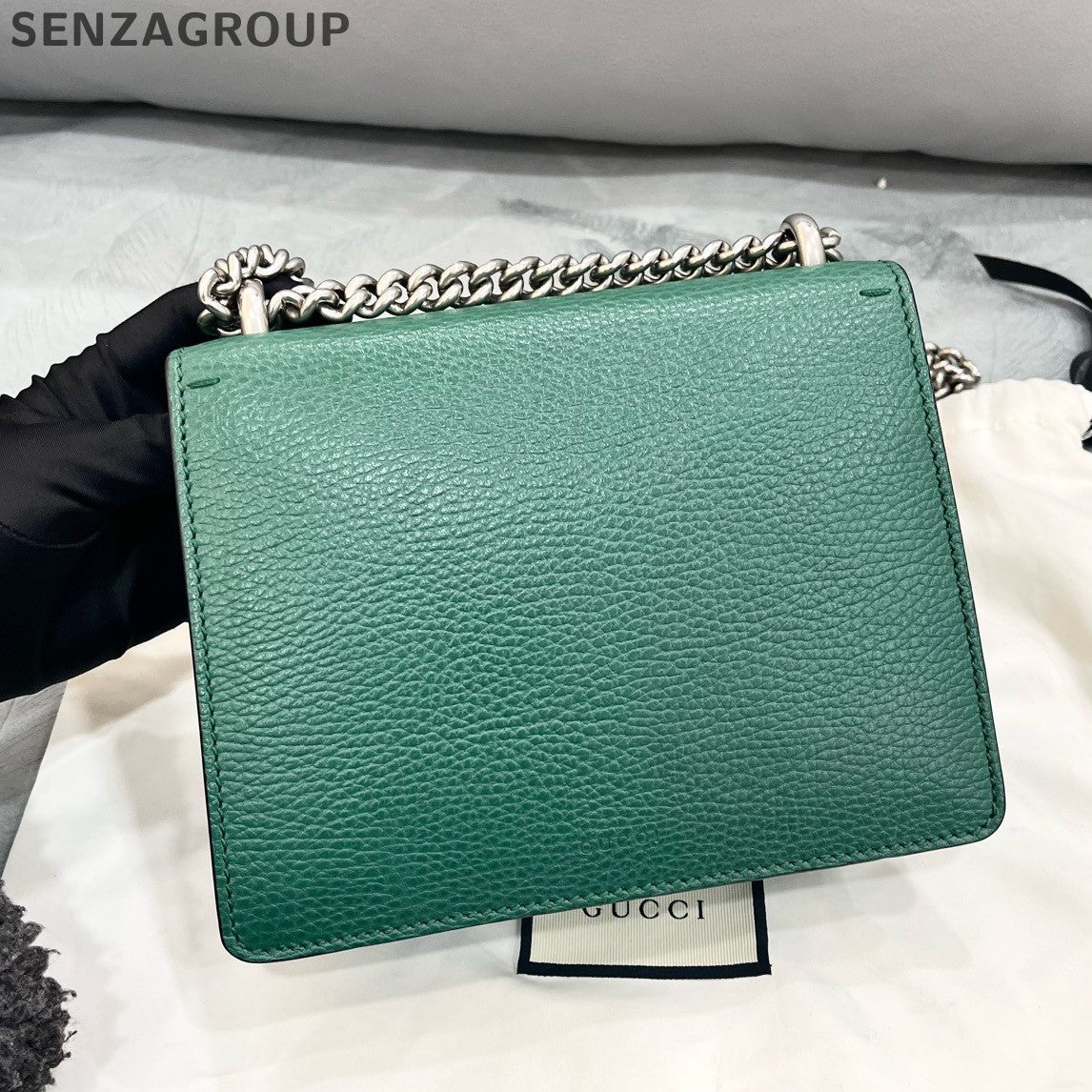 Gucci Dionysus Small Green Silver Leather Chain Shoulder Bag Women
