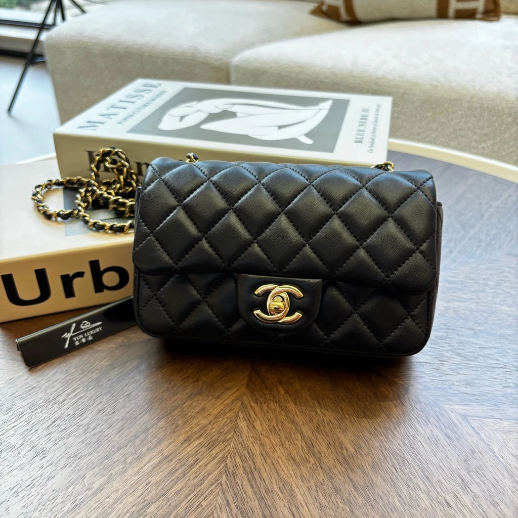 CHANEL Mini Flap Quilted Lambskin Chain Shoulder Crossbody For Women