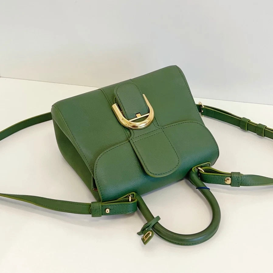Delvaux Empire Brilliant Mini Calfskin Top Handle Crossbody Green Gold Women