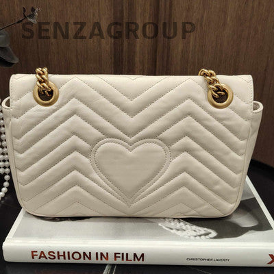 Gucci Marmont 26 White Gold Chain Shoulder Crossbody Bag Classic Women