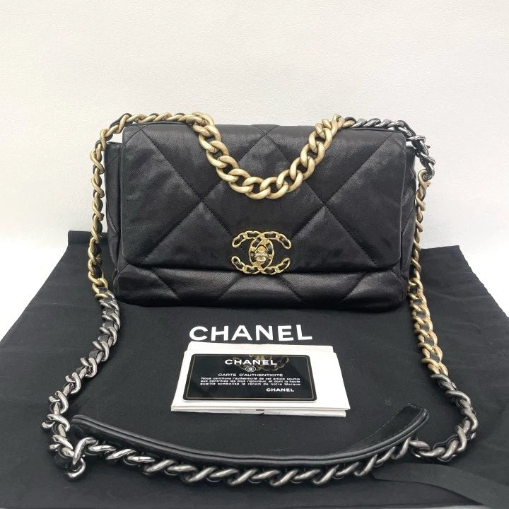 CHANEL19Bag Small Black Lambskin Shoulder Crossbody For Women