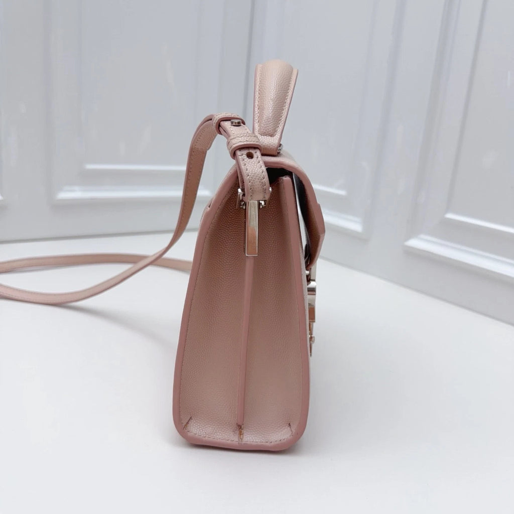 Saint Laurent Cassandra Calfskin Top Handle Crossbody Bag Pink Women Classic