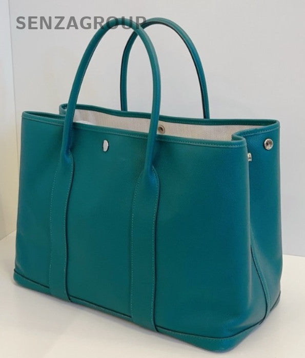 Hermes Garden Party36 Green Silver Top Handle Bag Used Women Classic Fashion