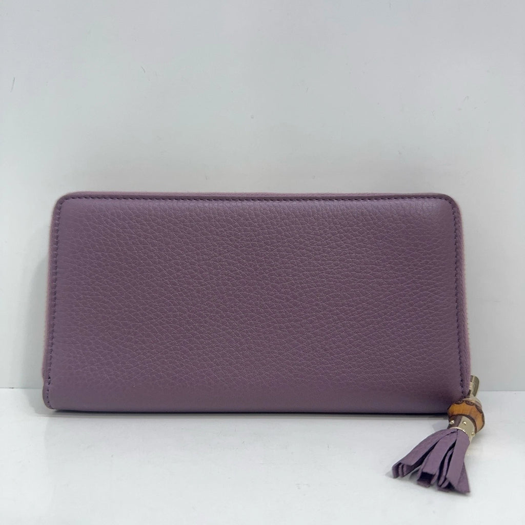 Gucci Light Purple Bamboo Limited Zip Long Wallet Clutch For Women